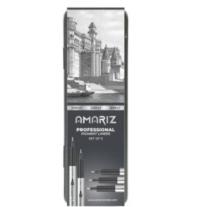 AMARIZ Doms Pigment Fine Point Liner Set Of 5, Black