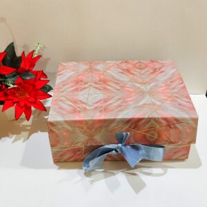 Artyflakes Ribbon Foil Gift Hamper Box – Coral Peach (8 × 10 × 4)