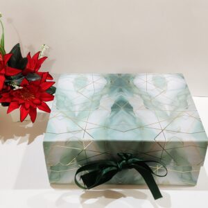 Artyflakes Ribbon Foil Gift Hamper Box – Sage Green (8 × 10 × 4)
