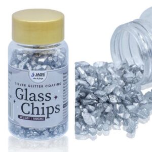 Jags Colou Coating Glass Chips 100Gram Silver Glitter JCCG01