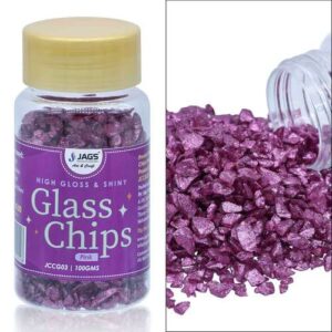 Jags Colour Coating Glass Chips 100Gram Pink Glitter JCCG03