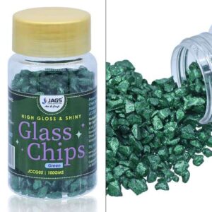 Jags Colour Coating Glass Chips 100Gram Green Glitter JCCG05