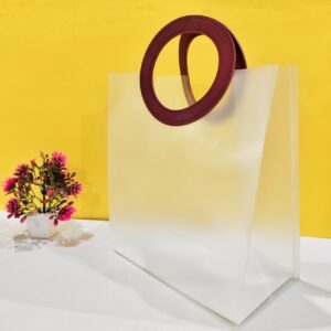 Frosted Bag with Round Brown Handle